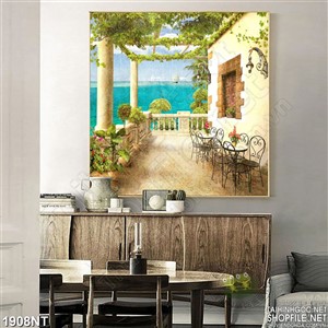 Tranh viwe nhìn ra biển in uv