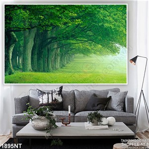 Tranh hàng cây xanh thẳng tắp
