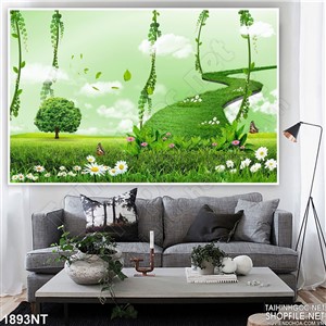 Tranh con đường xanh cỏ