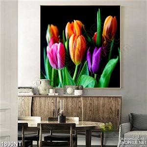 Tranh hoa tulip trên nền đen