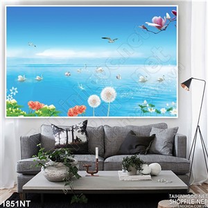 Tranh đàn thiên nga trong hồ