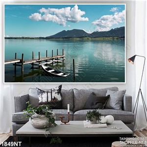 Tranh đò cập bến in uv