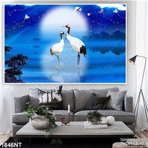 Tranh đôi hạc trong đêm