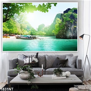 Tranh những chiếc bè trên sông