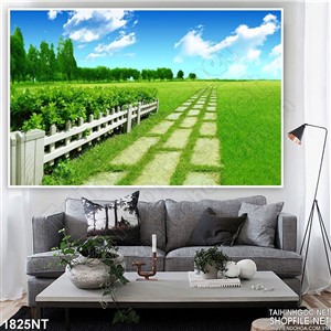 Tranh cánh đồng cỏ xanh