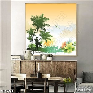 Tranh người đứng gốc dừa