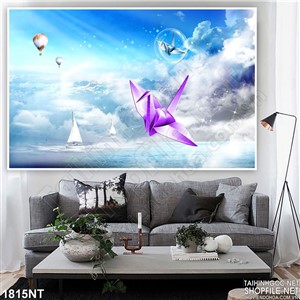 Tranh hạc giấy in uv