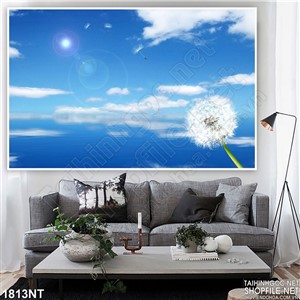 Tranh hoa bay trên nền trời xanh