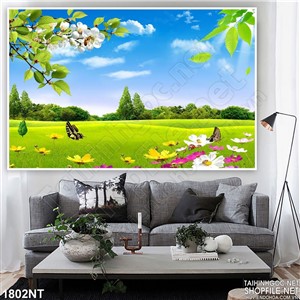 Tranh đàn bướm trên đồng hoa