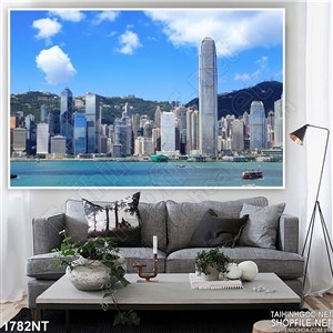 Tranh thành phố biển xanh