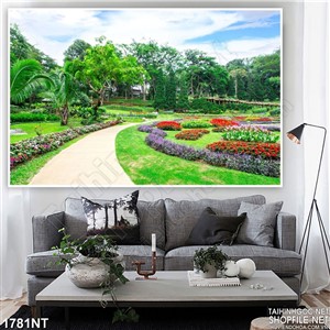 Tranh con đường hoa quanh co