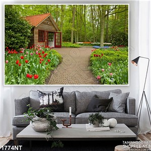 Tranh lối hoa dẫn vào nhà