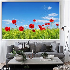 Tranh hoa đỏ vươn cao