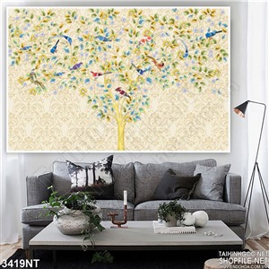 Tranh vẽ cây vàng chim đậu treo tường