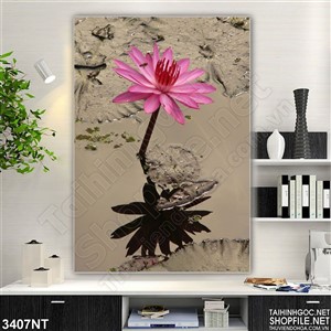 Tranh bông súng vươn cao trong đầm 3d