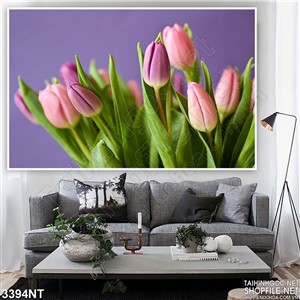 Tranh bó hoa tulip hồng phai