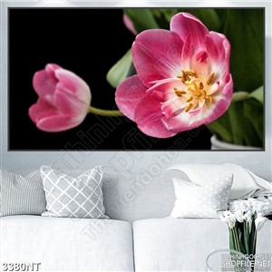 Tranh bông hoa màu hồng khoe sắc thắm
