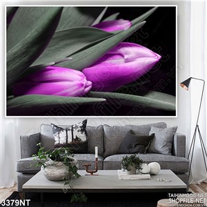 Tranh nụ hoa tím đàng chớm nở treo tường