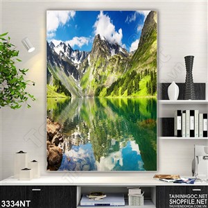 Tranh thành phố biển xanh trong đêm tối