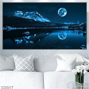 Tranh ánh trăng trên mặt hồ đêm 3d