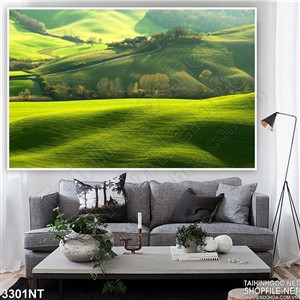 Tranh những dãy đồi xanh cỏ in uv