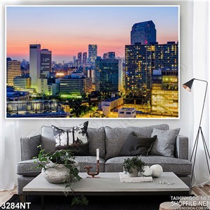 Tranh những tòa nhà rực rỡ ánh đèn