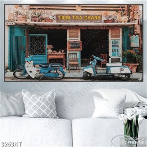 Tranh quán trà chanh cổ điển