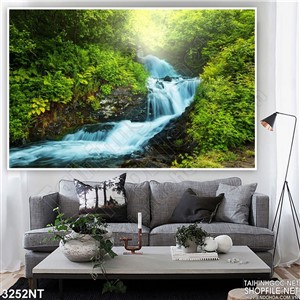 Tranh con suối trên núi đổ trắng xóa