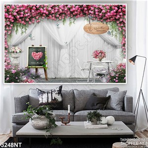 Tranh khung cảnh đầy hoa trước thềm tân hôn