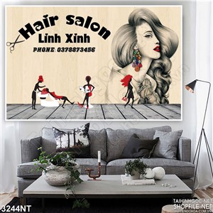 Tranh tiem toc barber cửa hiệu làm tóc treo tường