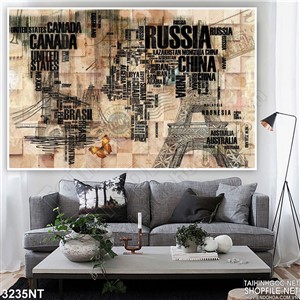 Tranh bản đồ tên các quốc gia in uv