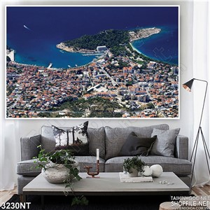 Tranh những ngôi nhà phủ kín hòn đảo