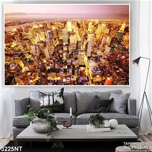 Tranh thành phố đêm ngập ánh đèn