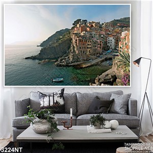 Tranh những tòa nhà cao trên vách núi