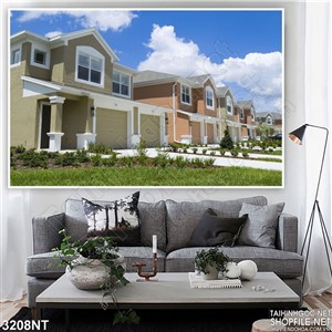 Tranh căn biệt thự trên vườn cỏ xanh