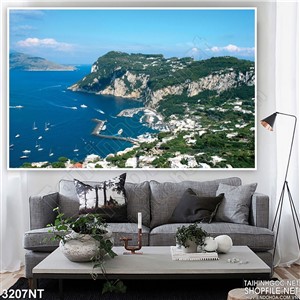 Tranh hòn đảo trên mặt biển xanh