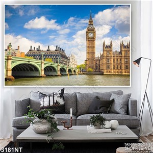 Tranh cây cầu lớn bên thành phố yên tỉnh