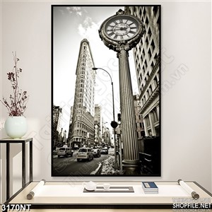 Tranh vẽ tòa nhà cao cổ điểm treo tường