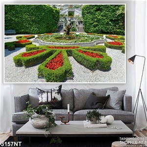 Tranh khu vườn hoa xanh tươi treo tường