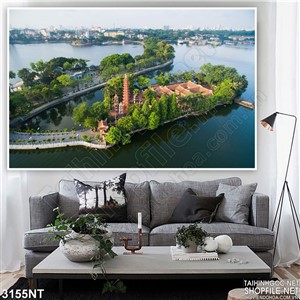 Tranh con đường xanh rãi dài trên sông