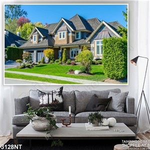 Tranh ngôi nhà đầy cây xanh trang trí phòng