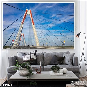 Tranh cây cầu đây dây treo trang trí phòng