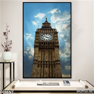 Tranh đồng hồ trên tòa tháp troe tường