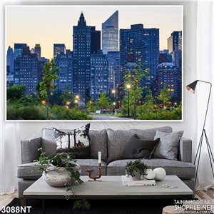 Tranh ánh đèn vàng bên thành phố 3d