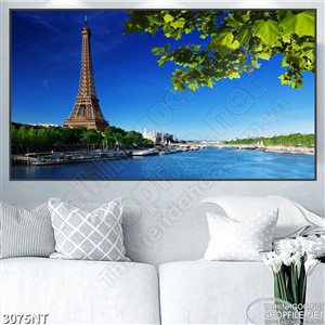 Tranh tán lá xanh bên sông in uv