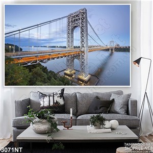 Tranh cây cầu dài vượt biển treo tường