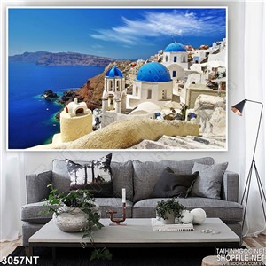 Tranh ngôi làng xa hoa trên bờ biển