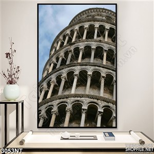 Tranh tòa nhà nhiều cột treo tường