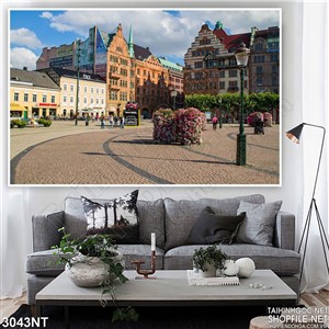 Tranh thành phố trên đường hoa