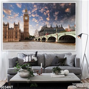 Tranh cây cầu bên dòng sông yên tỉnh